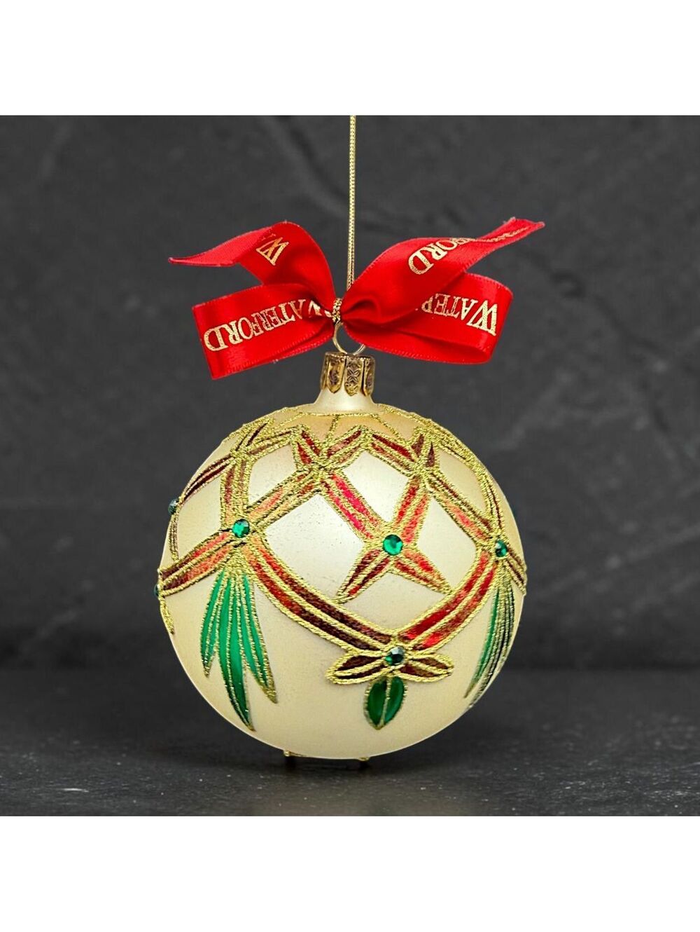 Vintage Waterford Holiday Heirlooms Ashbourne Christmas Ball Ornament 2003 Box